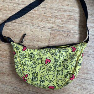 Keith Haring x UNIQLO Yellow Round Mini Crescent Crossbody BAG Purse